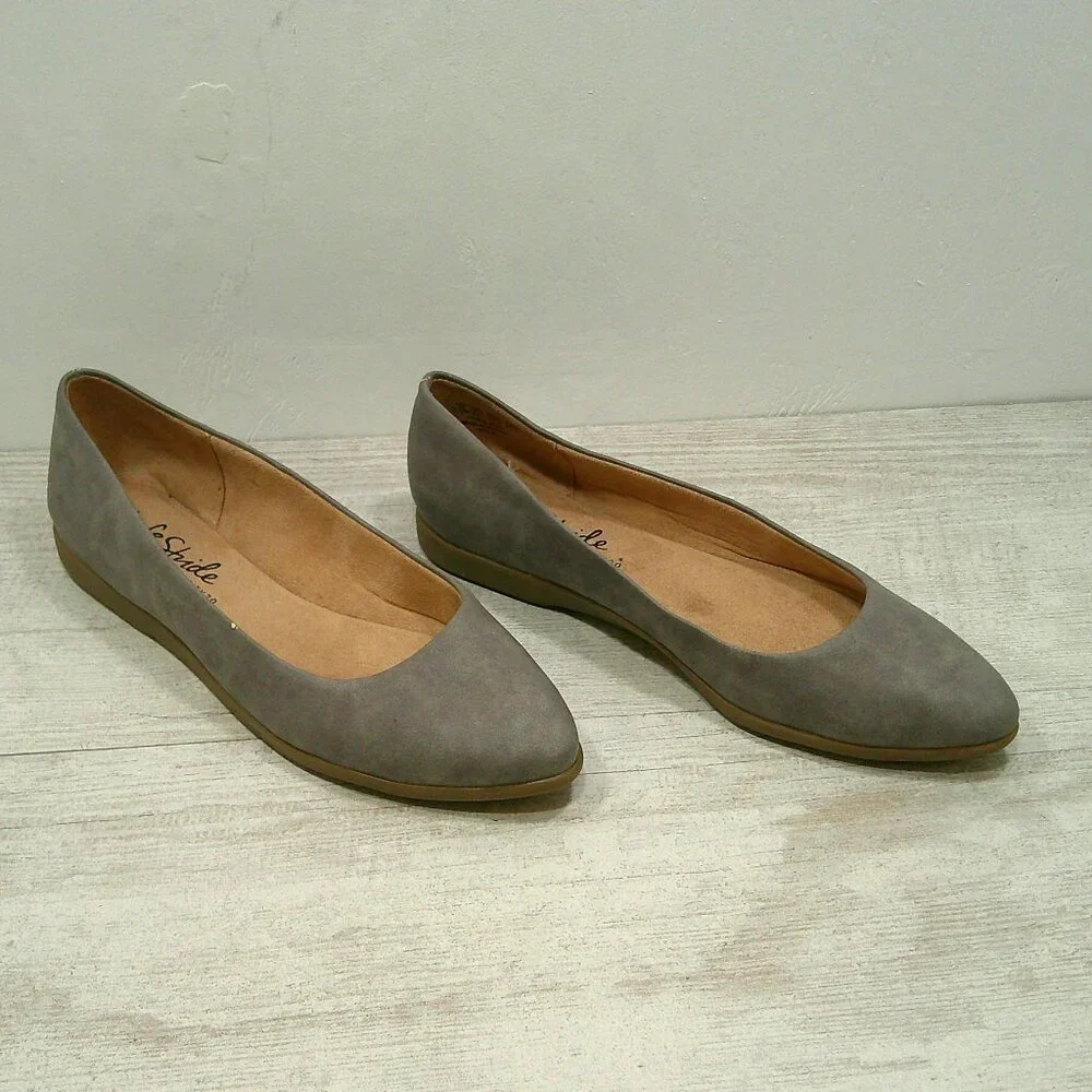 LifeStride Women's Amelia Loafer Flats Faux Suede Pewter Size 7.5 M